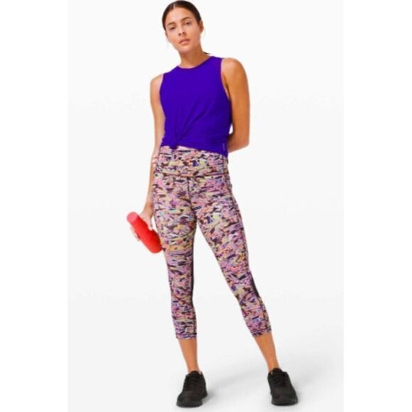 Lululemon Size 6 Pace Rival High-Rise Crop 22" SEAWHEEZE 2020 Super Sonic Alpine - Picture 1 of 7